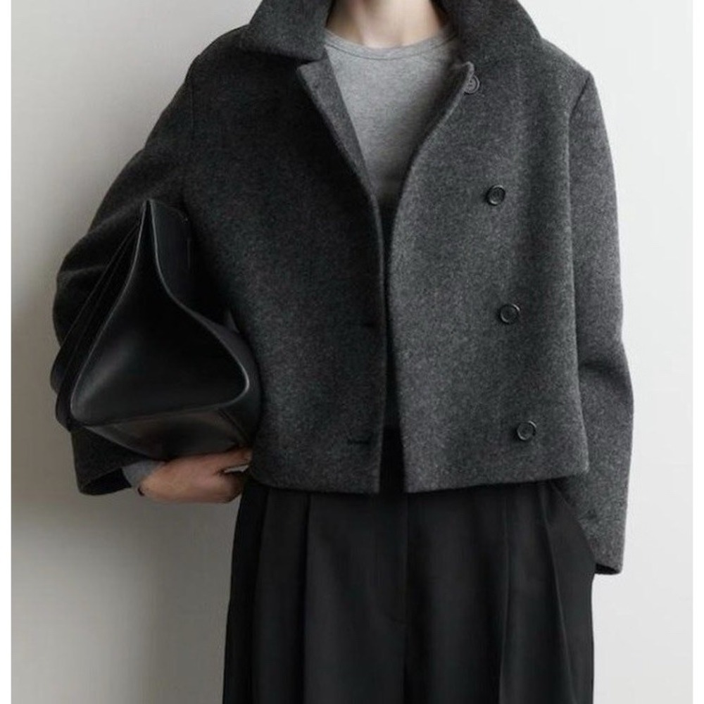 COS Boiled Wool Blend Cropped Jacket Coat